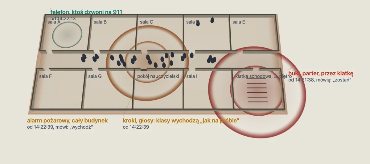 Kadr z aplikacji: Bezpieczna szkoła — Mapa hałasu
